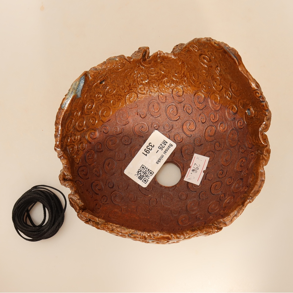 Ceramic Kokedama Pot, 13 x 13 x 8 cm, Brown
