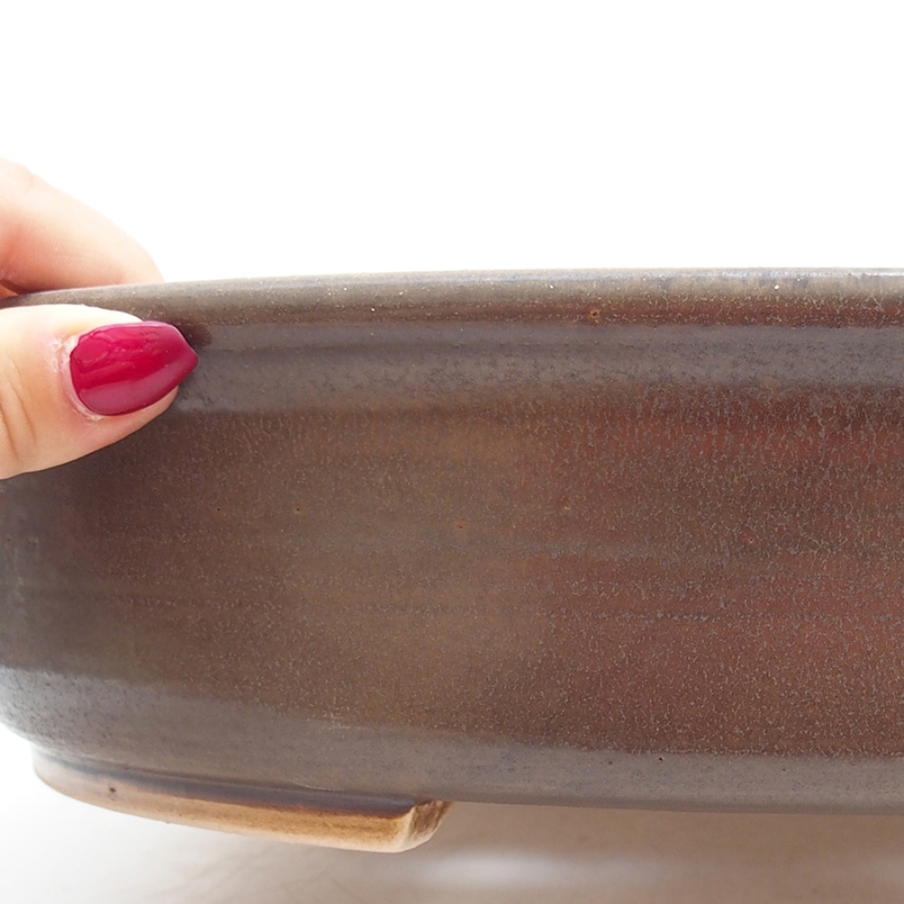 Ceramic bonsai bowl 32,5 x 28,5 x 7,5 cm, color brown