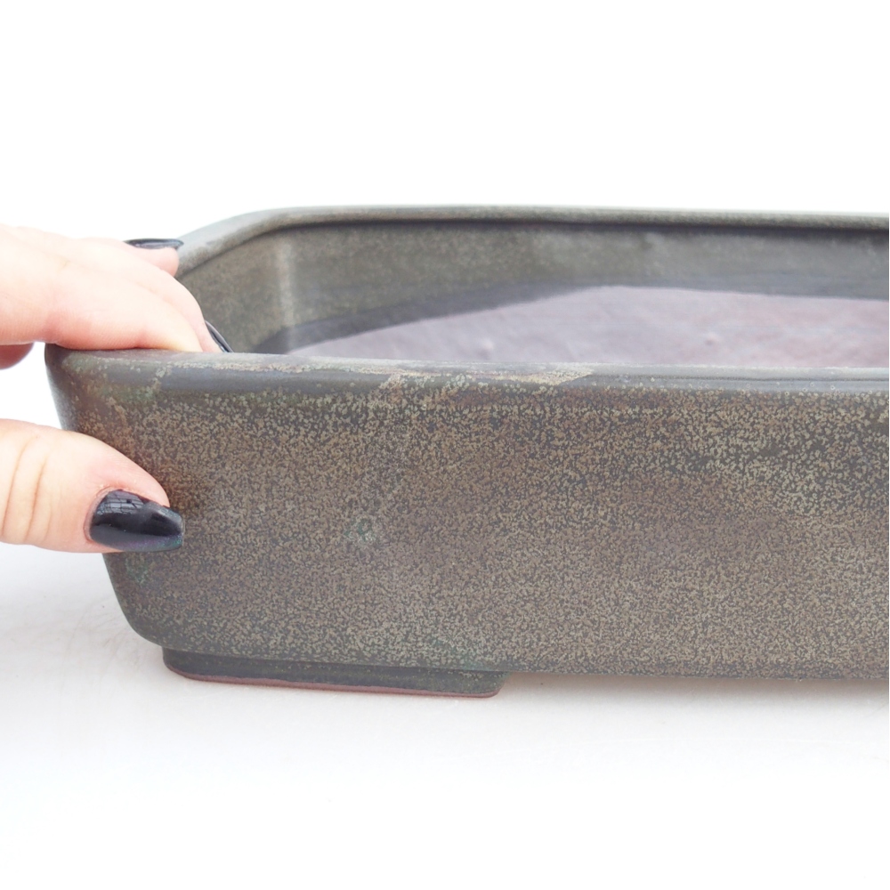 Ceramic bonsai bowl 26,5 x 20,5 x 7 cm, grey