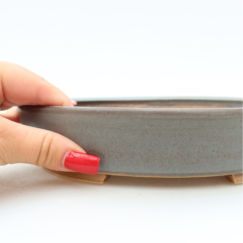 Ceramic bonsai pot, 21 x 19 x 4.5 cm, blue