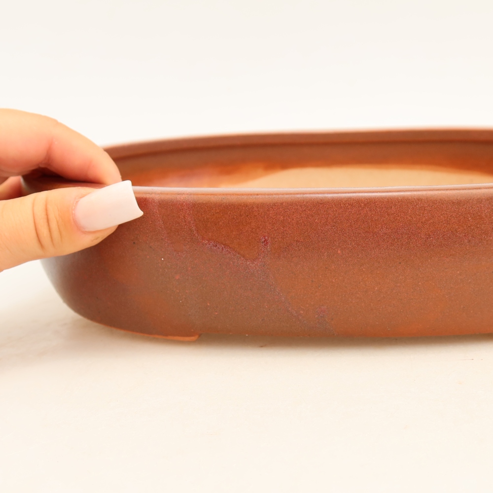 Ceramic bonsai pot, 27 x 21 x 5.5 cm, burgundy