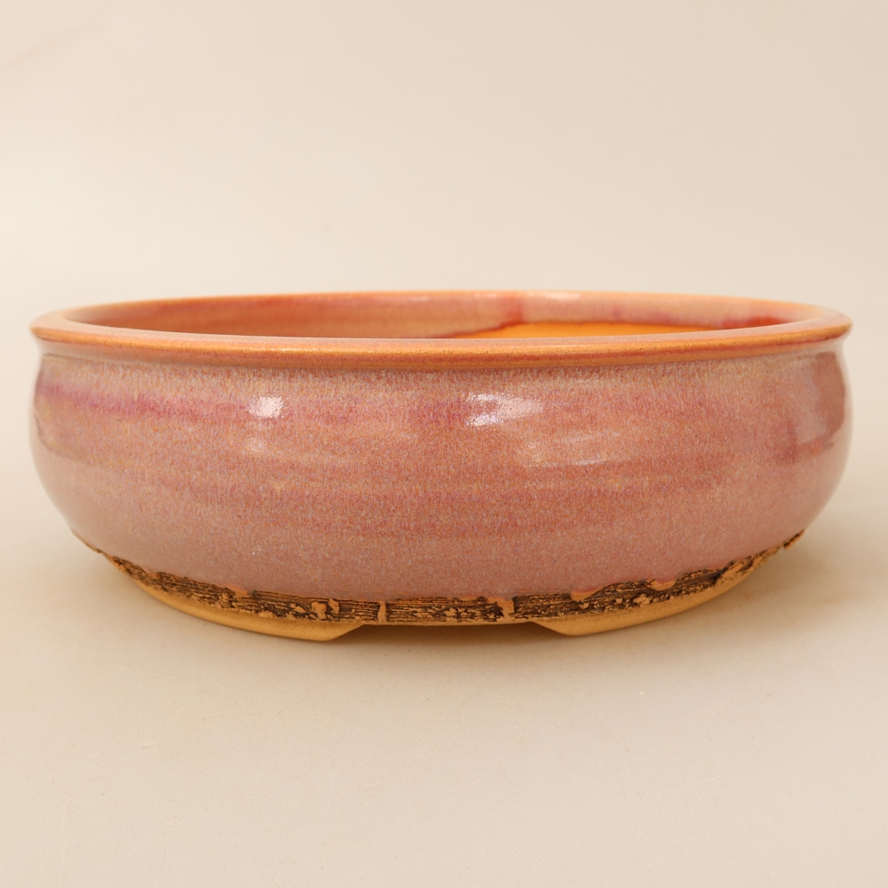 Ceramic bonsai pot, 23 x 23 x 7 cm, pink