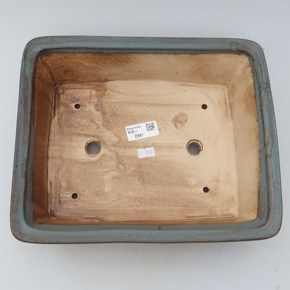 Ceramic bonsai pot, 29.5 x 24 x 8 cm, blue