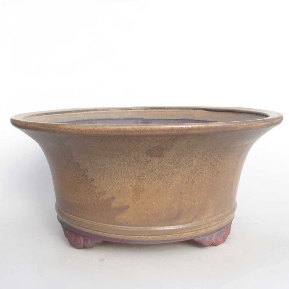 Ceramic bonsai bowl 31,5 x 31,5 x 14 cm, brown