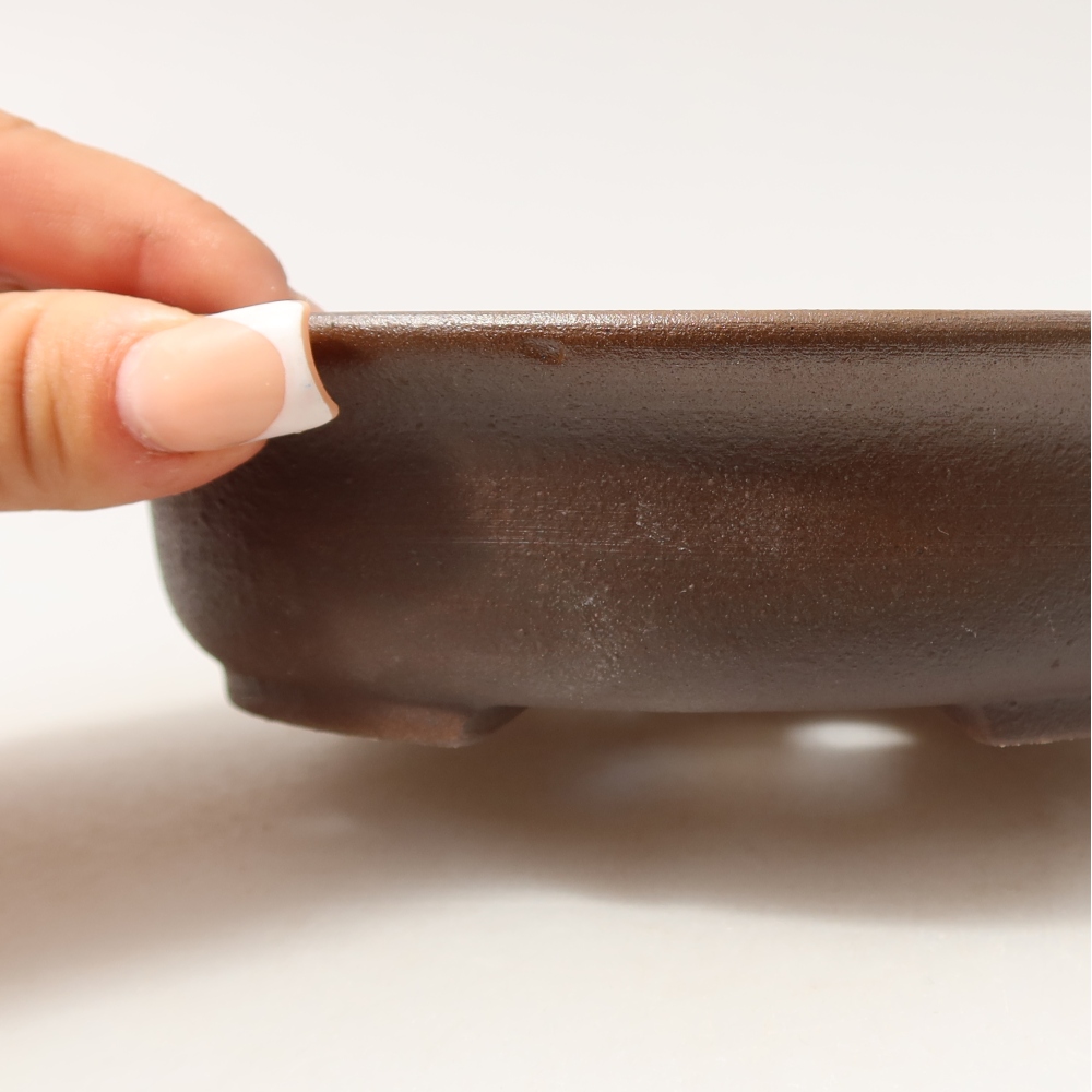 Ceramic bonsai pot, 15.5 x 14.5 x 4 cm, brown