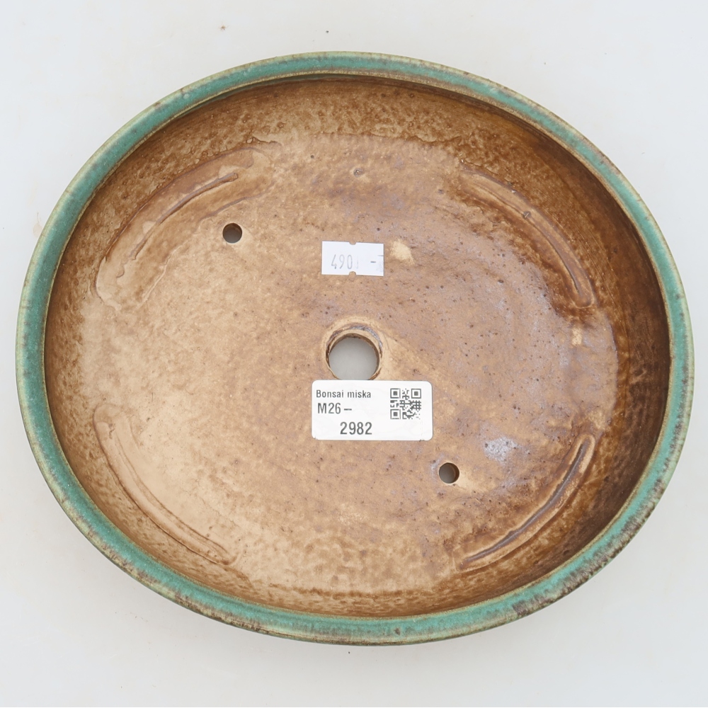Ceramic bonsai bowl 21 x 19 x 4,5 cm, green