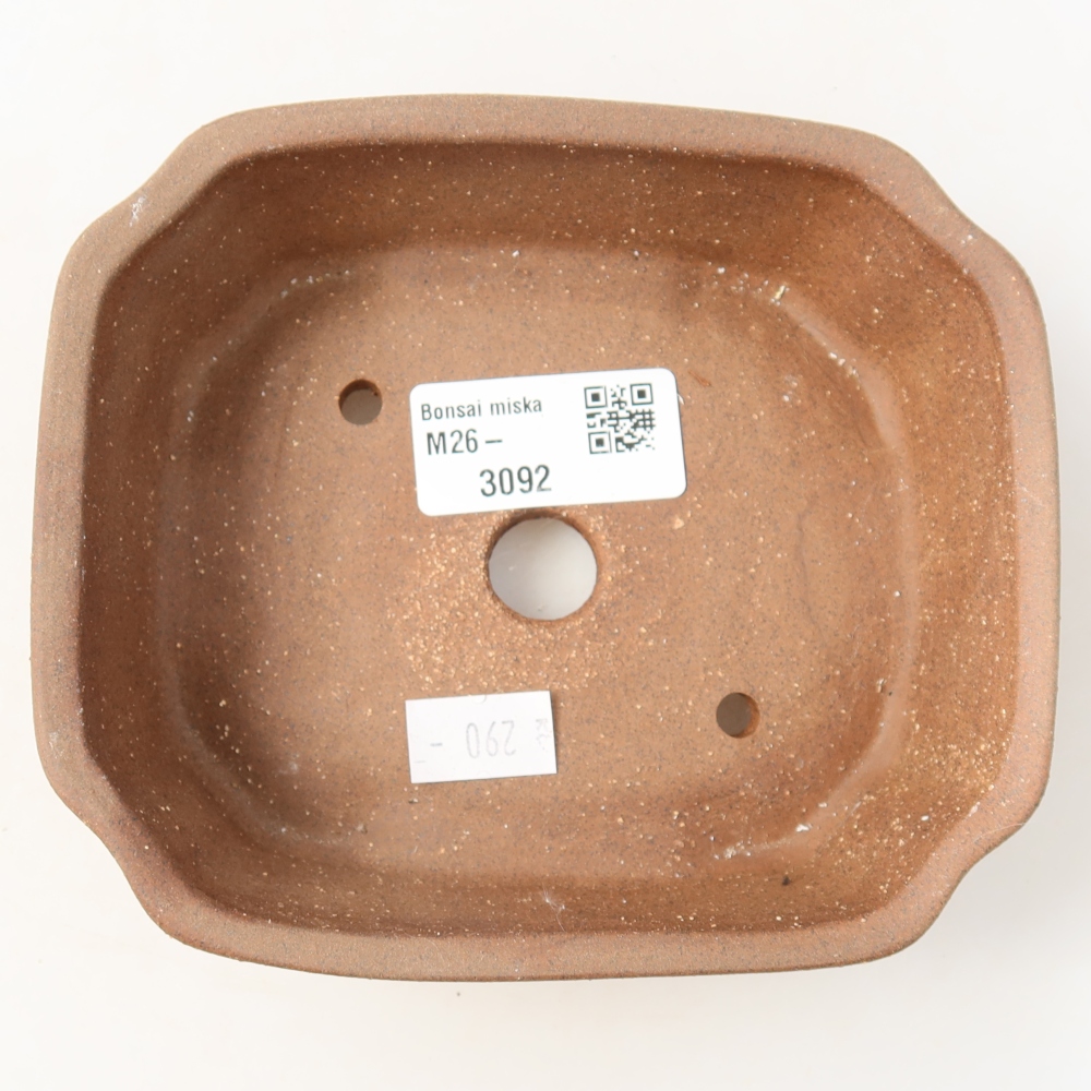 Ceramic bonsai pot, 13.5 x 11.5 x 4 cm, brown
