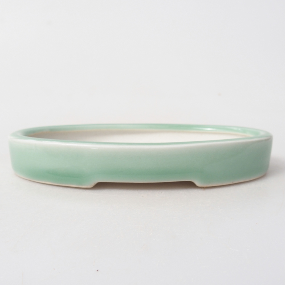 Ceramic bonsai bowl 15,5 x 10 x 2 cm, green