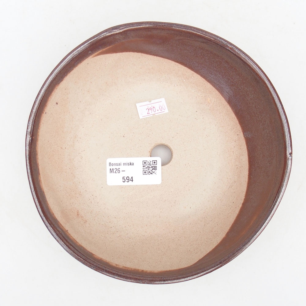 Ceramic bonsai bowl 17,5 x 17,5 x 4,5 cm, brown