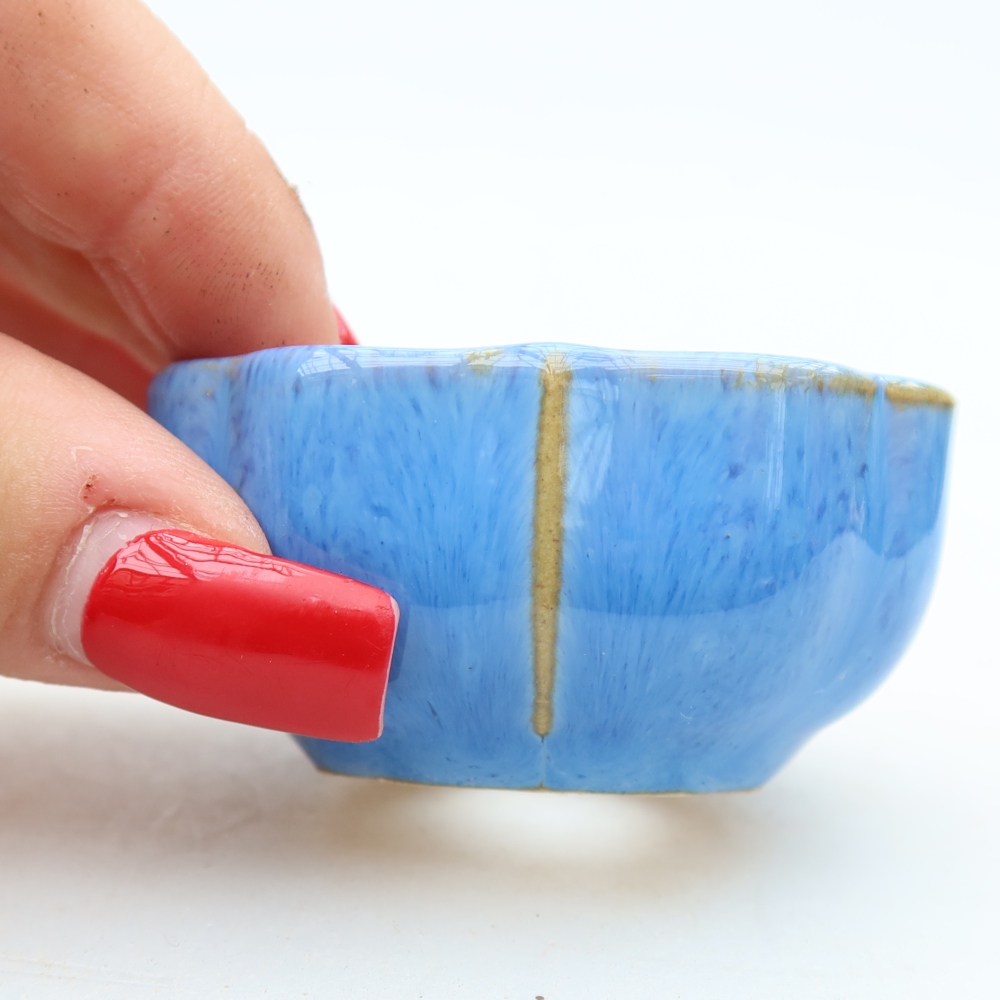 Ceramic bonsai pot, 6 x 6 x 3 cm, blue