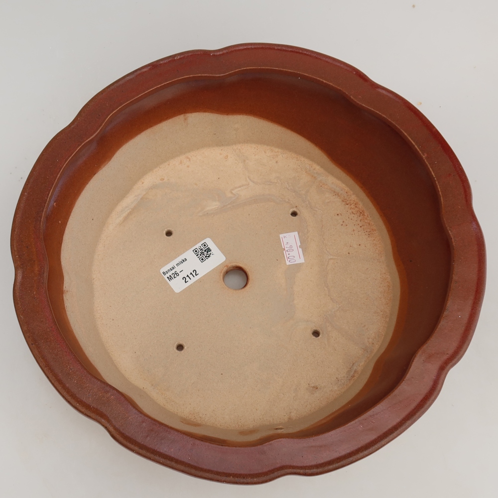 Ceramic bonsai bowl 26 x 26 x 8 cm, burgundy