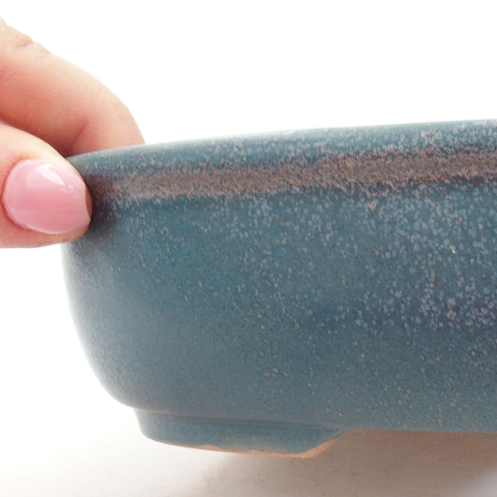 Ceramic bonsai bowl 18,5 x 14,5 x 5 cm, color blue
