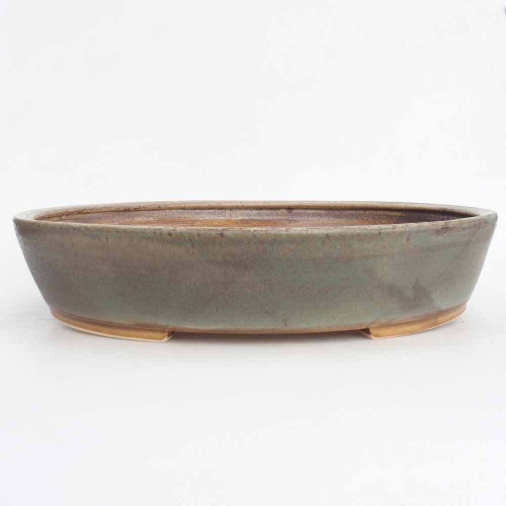 Ceramic bonsai bowl 31,5 x 28,5 x 6,5 cm, green
