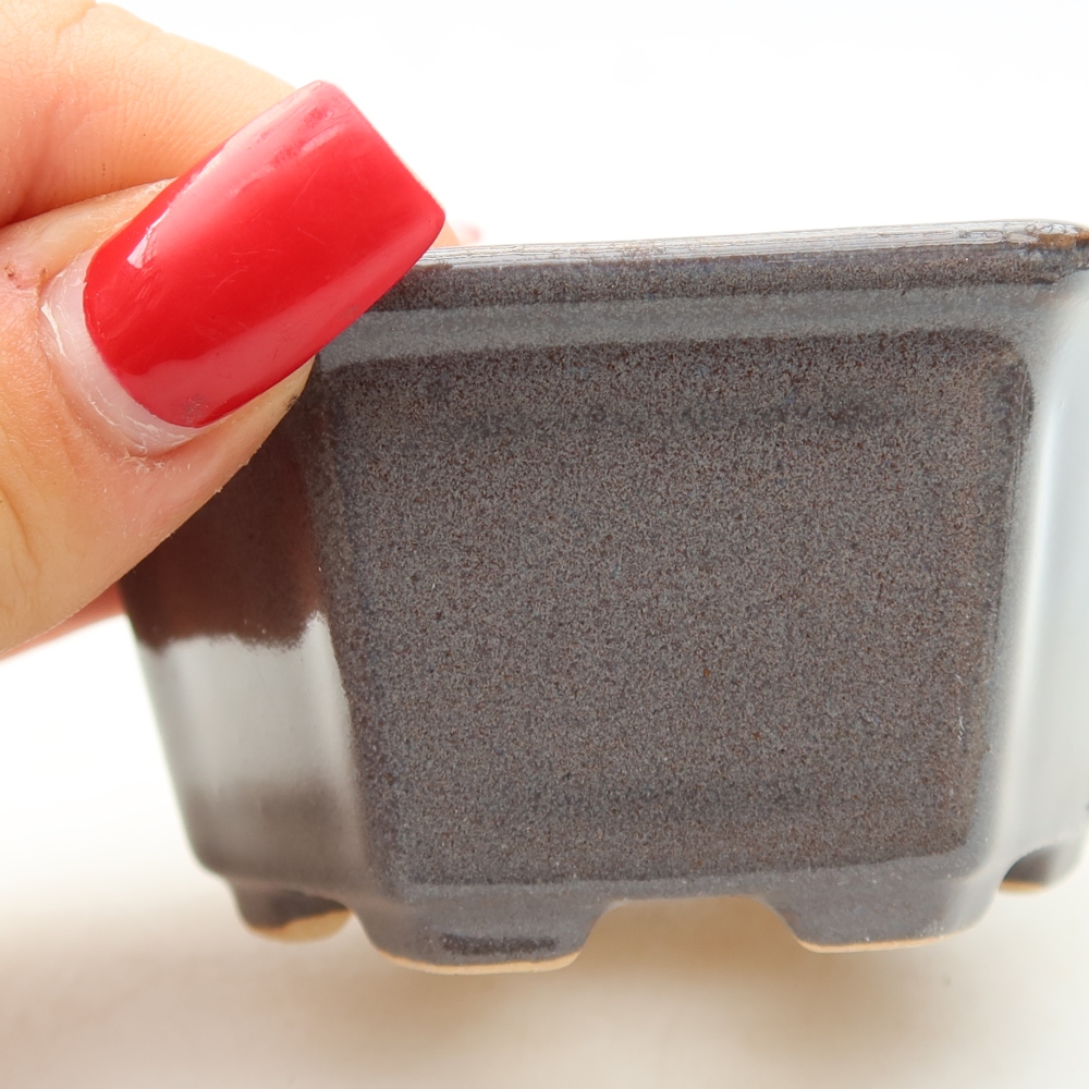 Ceramic bonsai pot, 8 x 7 x 4 cm, gray