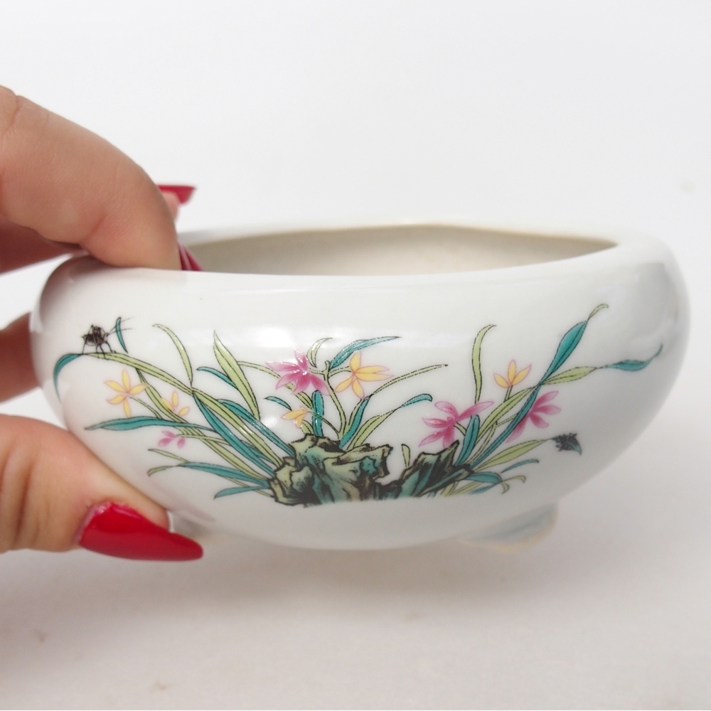 Ceramic bonsai bowl 10 x 10 x 5 cm, colour white