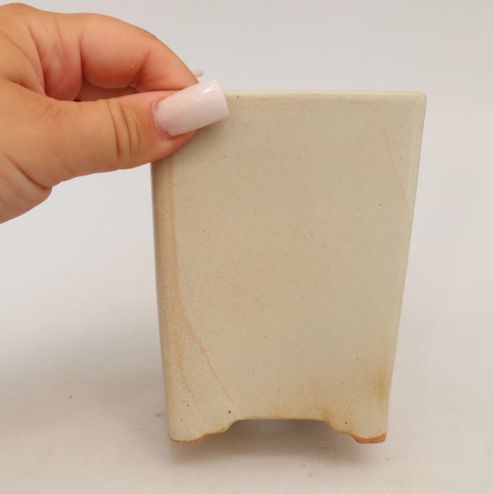 Ceramic bonsai pot, 9 x 9 x 11.5 cm, beige