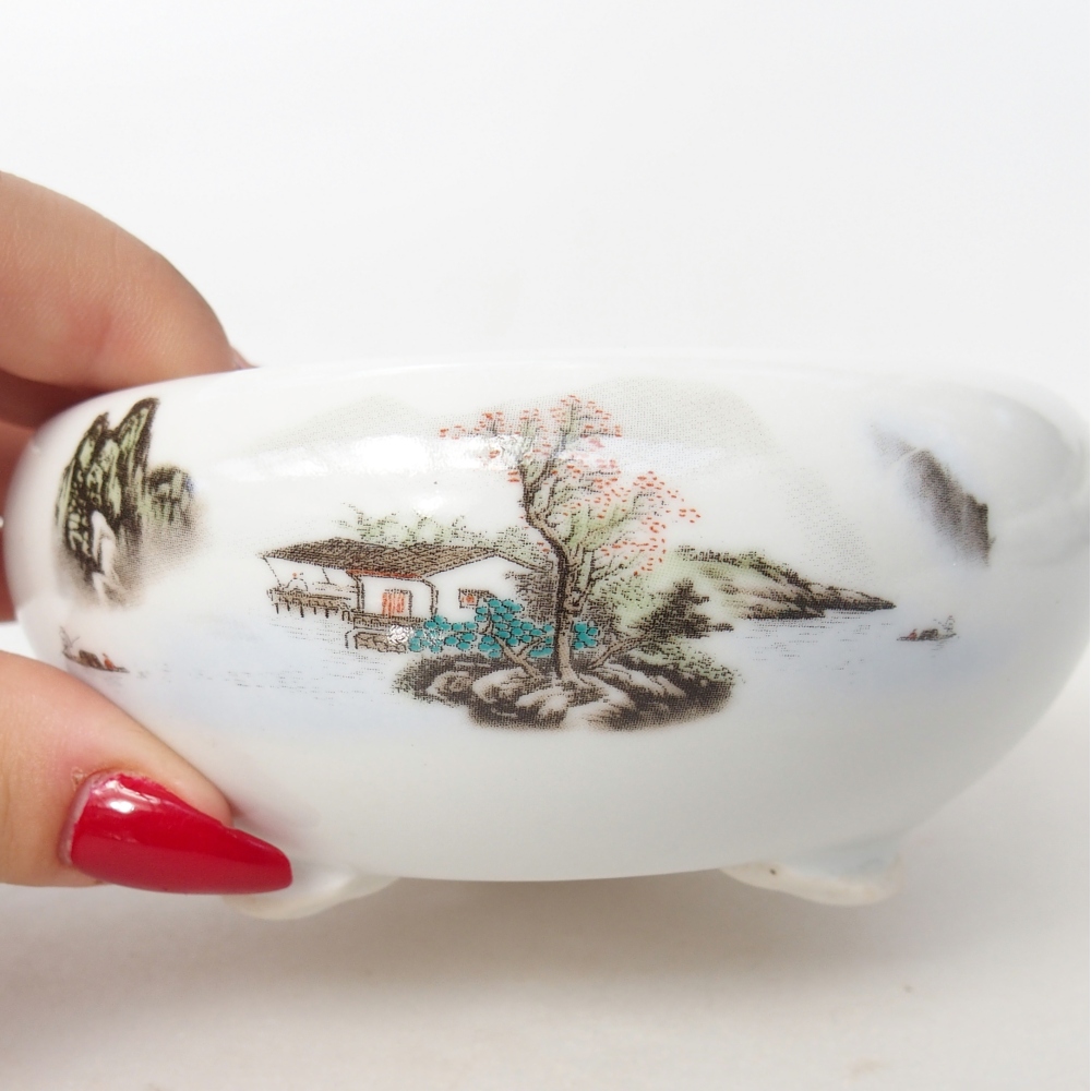 Ceramic bonsai bowl 10 x 10 x 5 cm, colour white