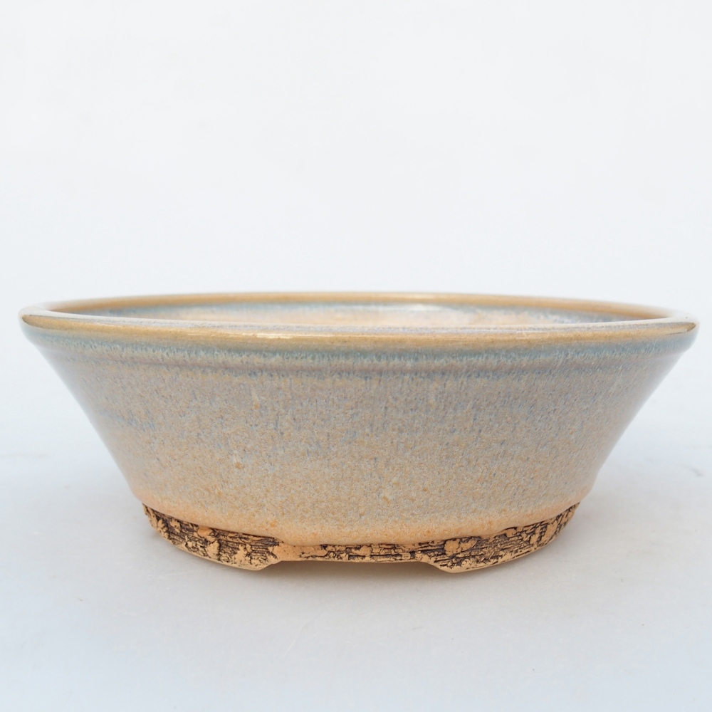 Ceramic bonsai bowl 17 x 17 x 5,5 cm, green-brown