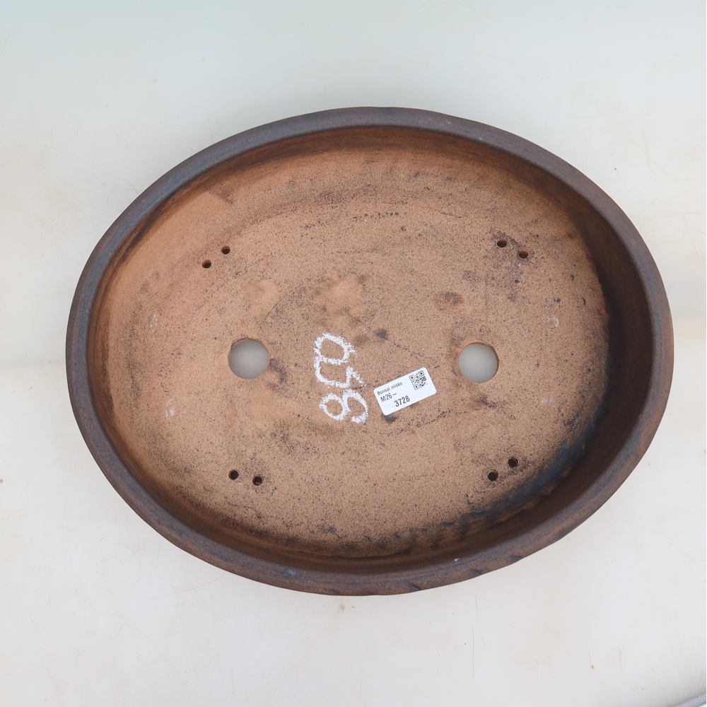 Ceramic bonsai pot, 38 x 31 x 8.5 cm, brown