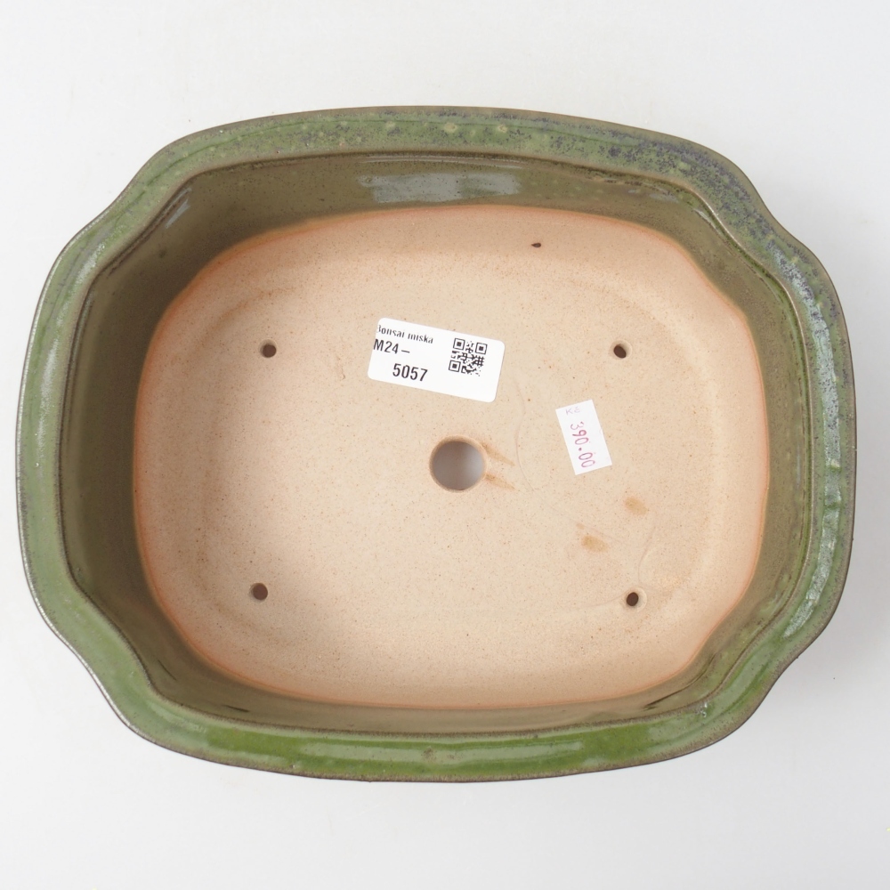 Ceramic bonsai bowl 22 x 18 x 7 cm, color green