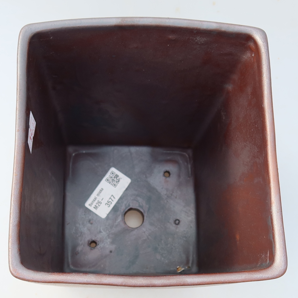 Ceramic bonsai bowl 15 x 15 x 19,5 cm, metal colour