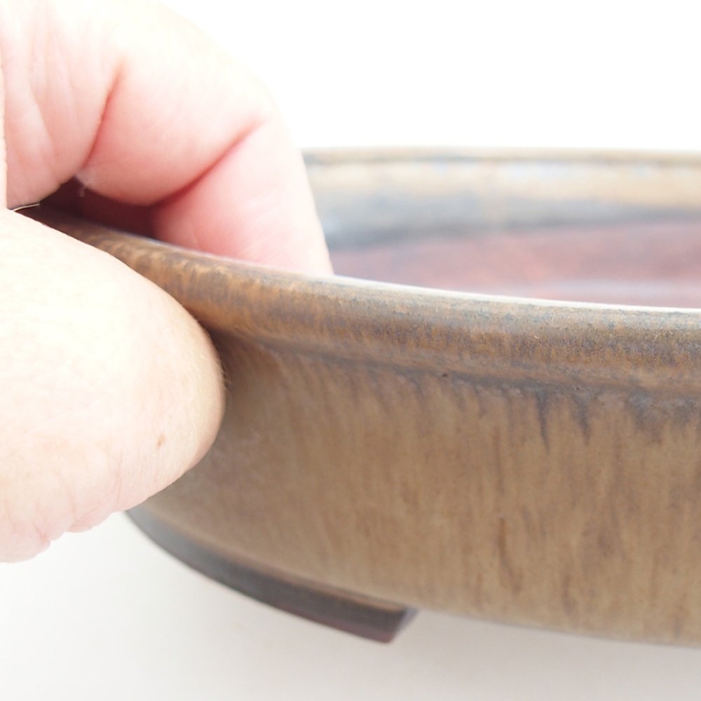Ceramic bonsai bowl 23 x 19,5 x 4,5 cm, brown
