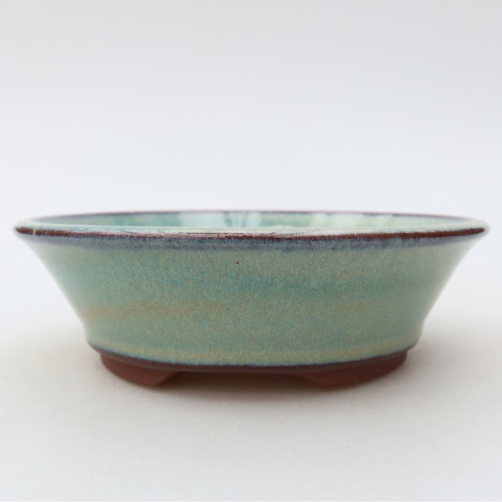 Ceramic bonsai pot, 14.5 x 14.5 x 4.5 cm, green
