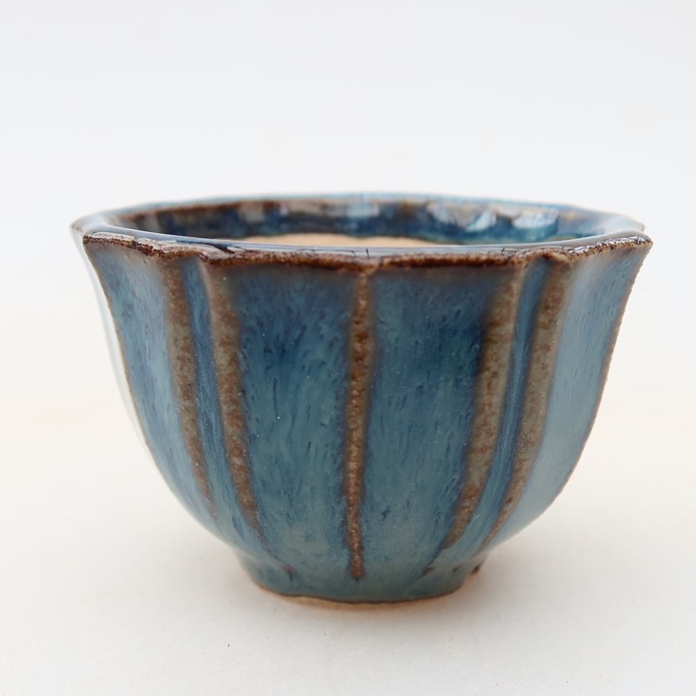 Ceramic bonsai pot, 5.5 x 5.5 x 3.5 cm, blue