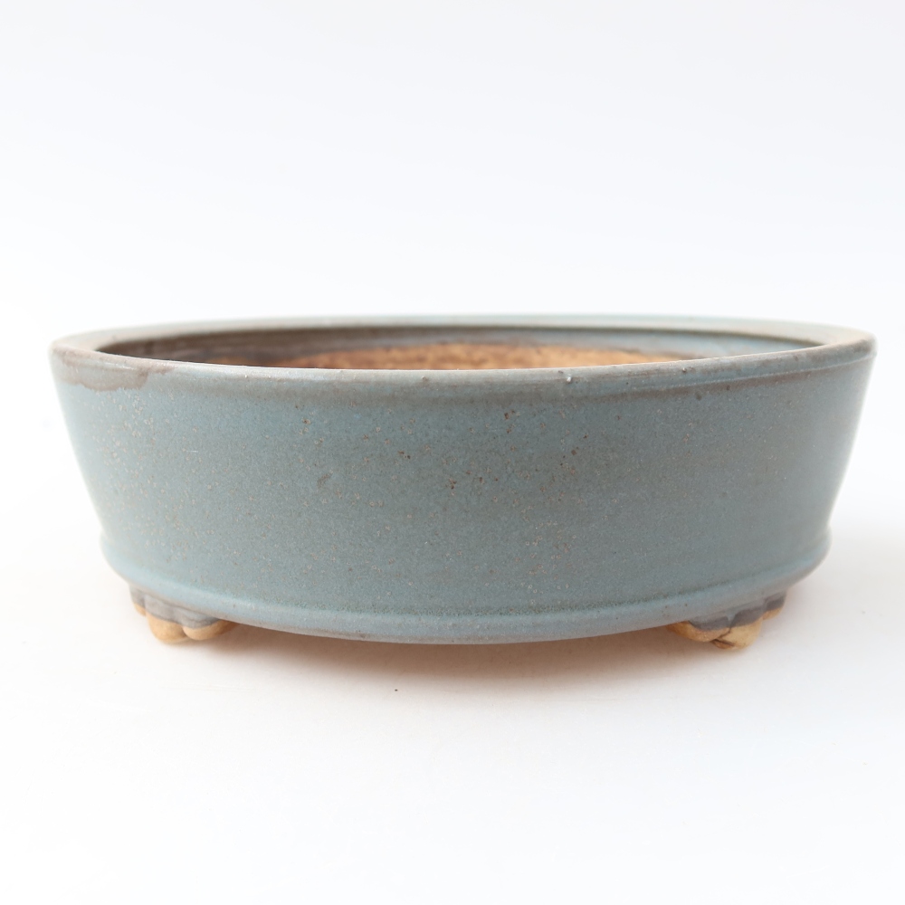 Ceramic bonsai pot, 15.5 x 15.5 x 5 cm, blue