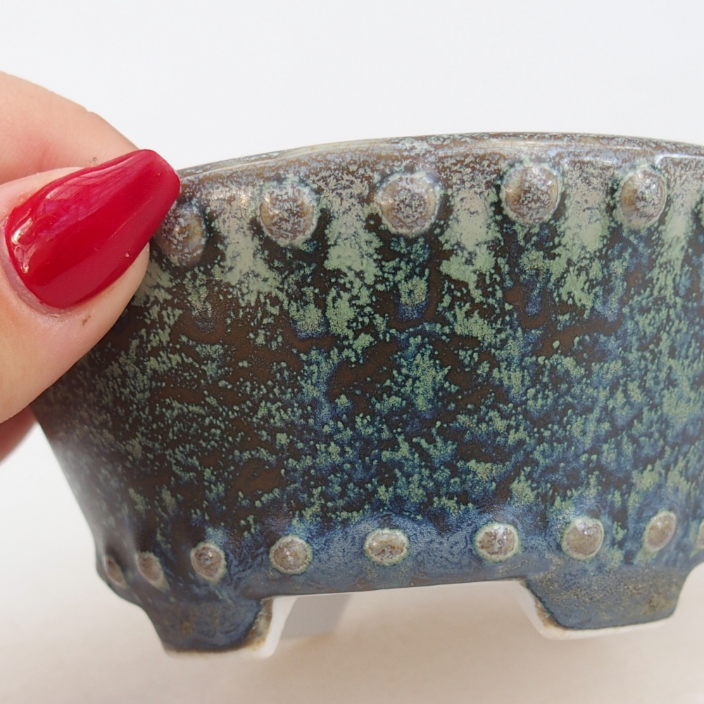 Ceramic bonsai bowl 10,5 x 10,5 x 5 cm, green