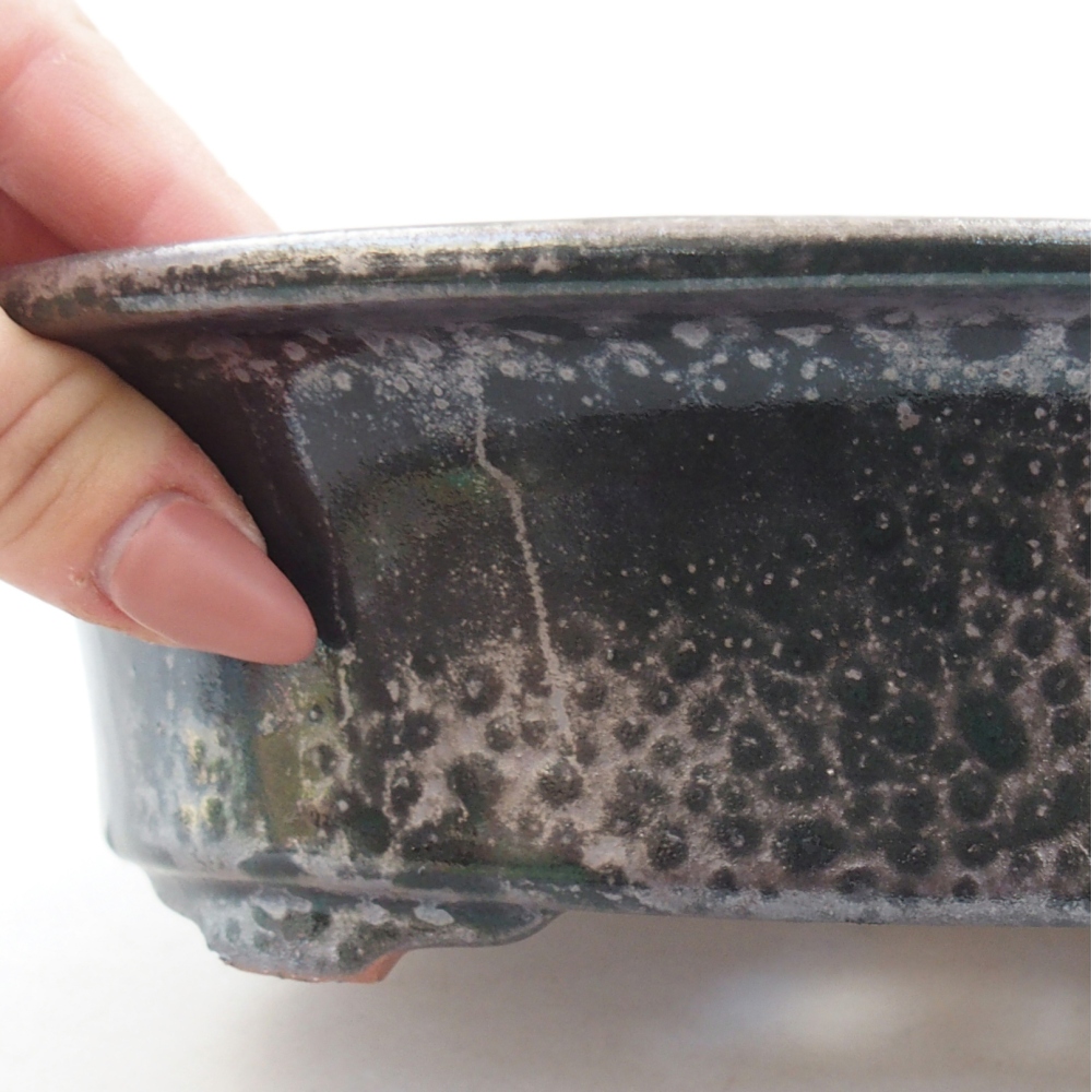 Ceramic bonsai bowl 23 x 18 x 6,5 cm, green