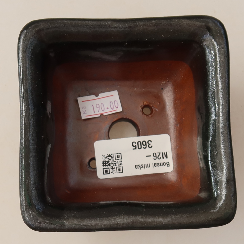 Ceramic bonsai pot, 9.5 x 9.5 x 5.5 cm, green