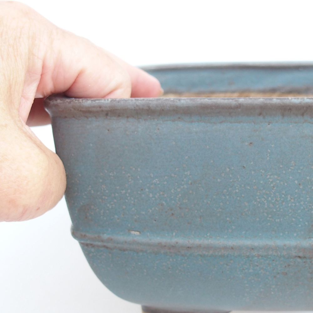 Ceramic bonsai bowl 16 x 16 x 9 cm, color blue