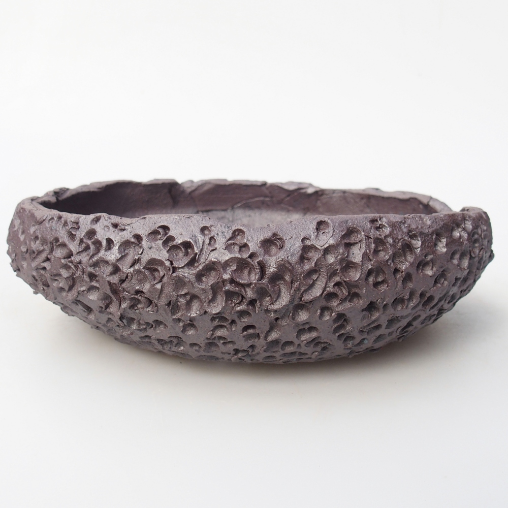Ceramic bonsai bowl 18 x 17 x 5 cm, metal colour