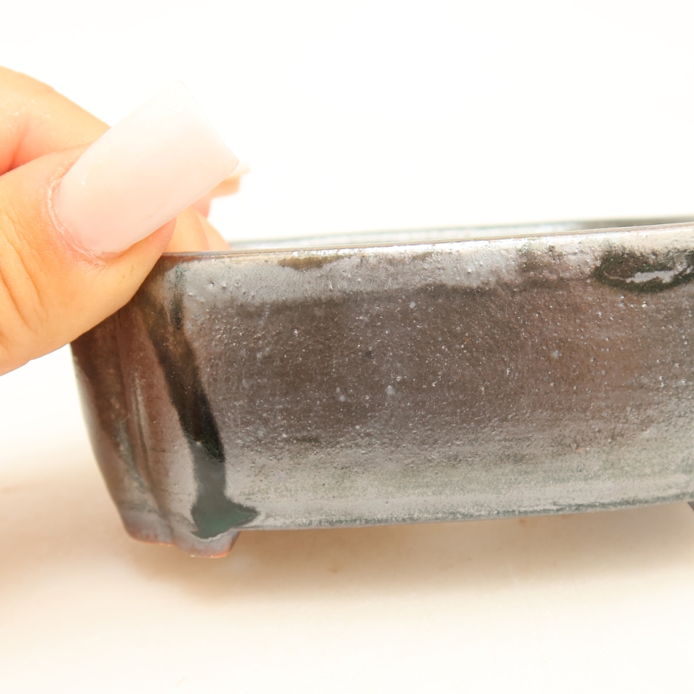 Ceramic bonsai pot, 10.5 x 8 x 4 cm, metallic color