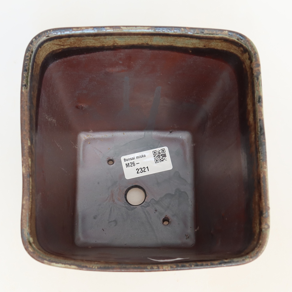 Ceramic bonsai bowl 14 x 14 x 15 cm, brown