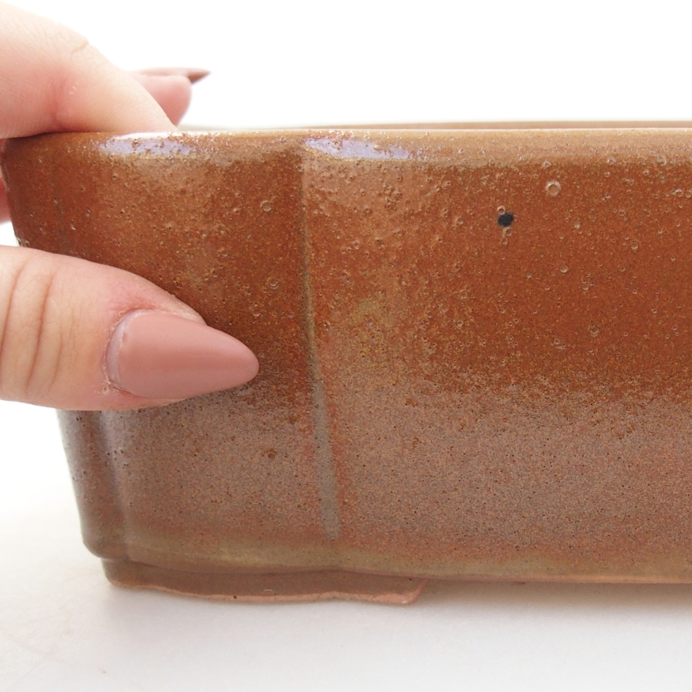 Ceramic bonsai bowl 20,5 x 17 x 7 cm, brown