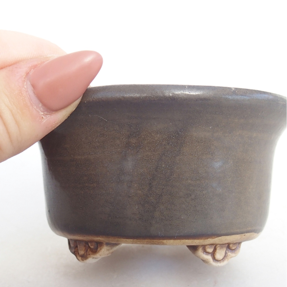 Ceramic bonsai bowl 8 x 8 x 4,5 cm, brown