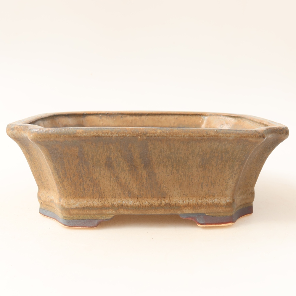 Ceramic bonsai pot, 18 x 15.5 x 6 cm, brown