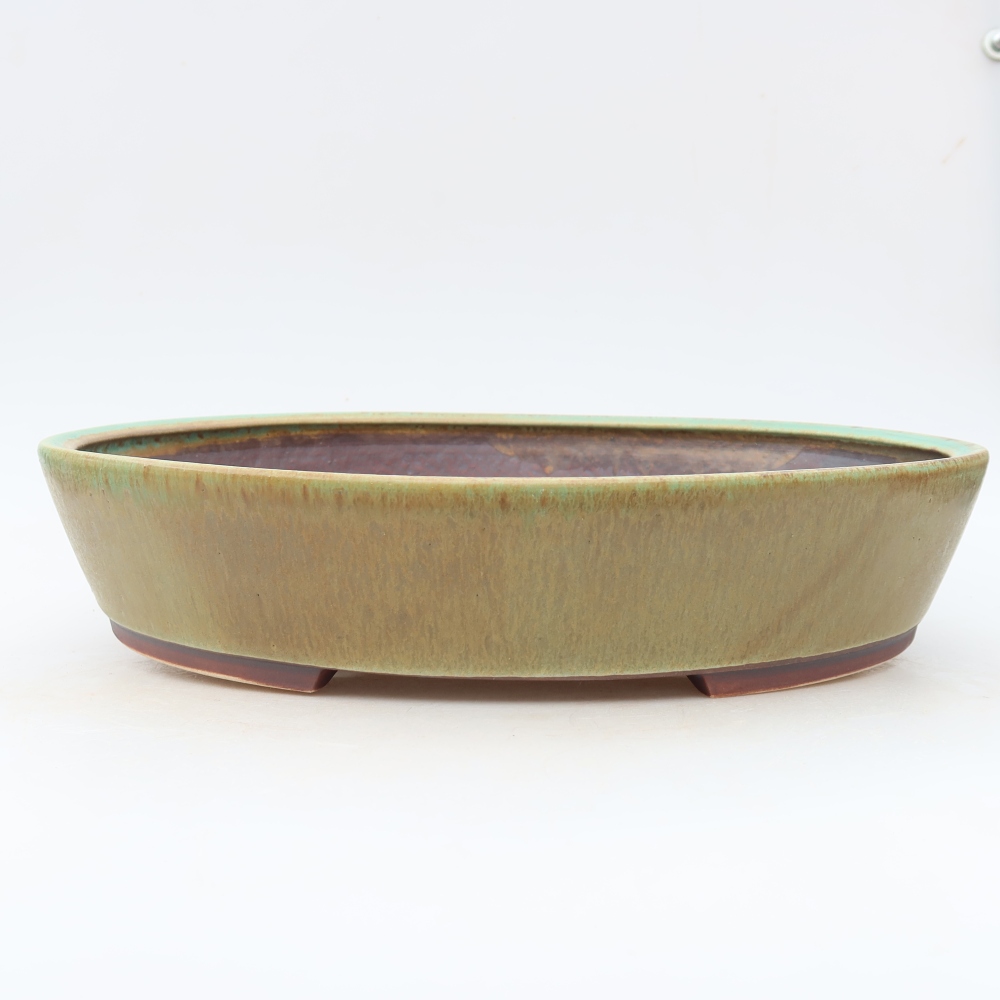 Ceramic bonsai pot, 32 x 28 x 6.5 cm, green