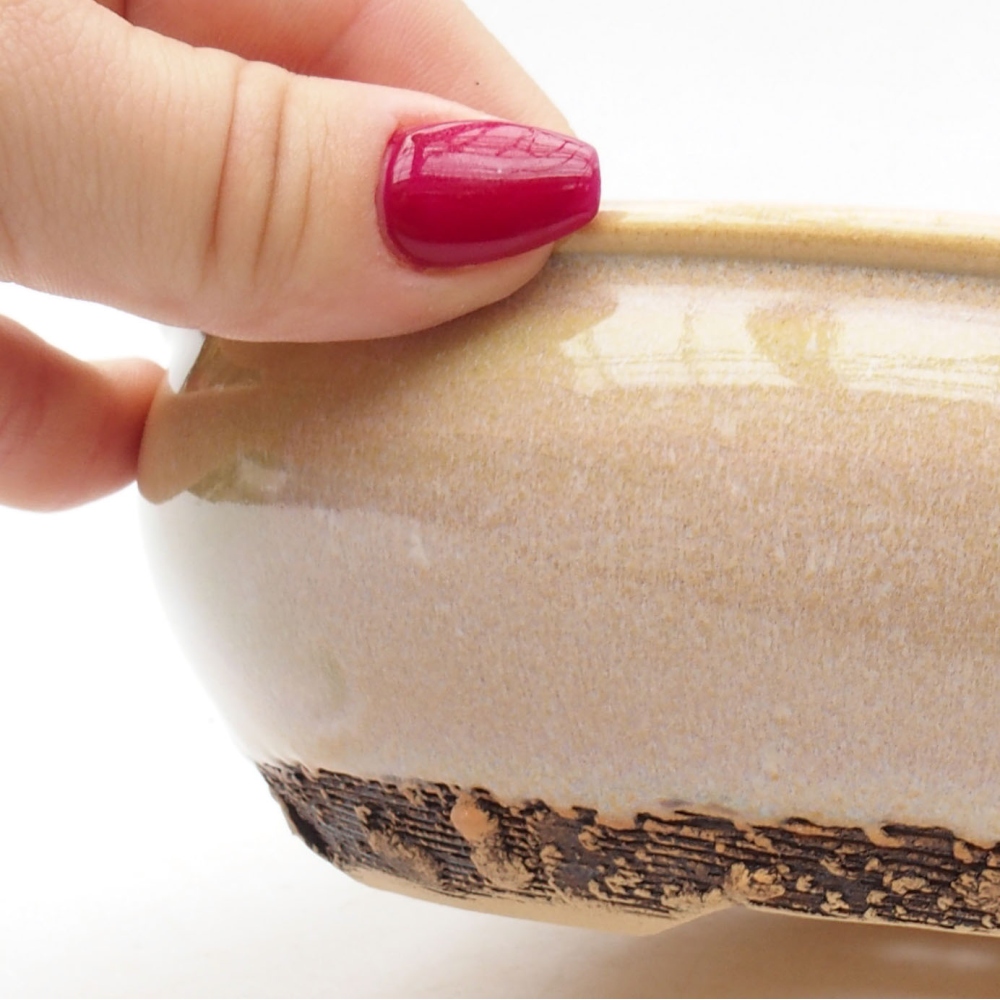 Ceramic bonsai bowl 18 x 18 x 5,5 cm, color beige