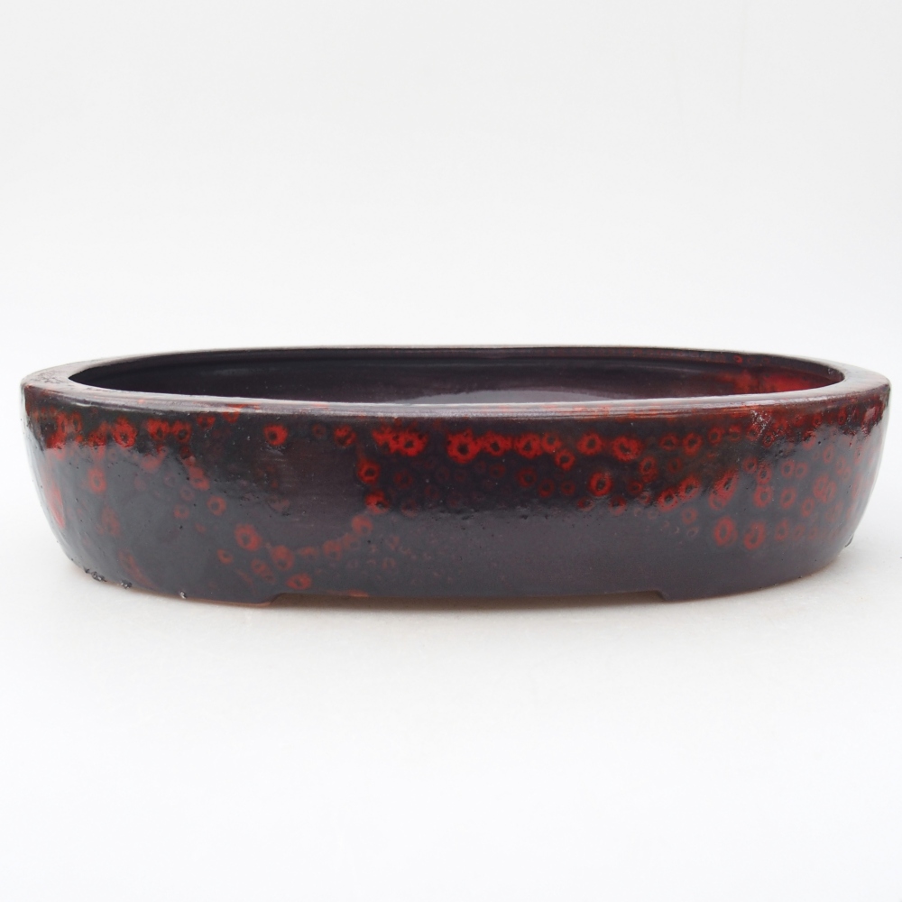 Ceramic bonsai bowl 27 x 21 x 5,5 cm, colour red-black