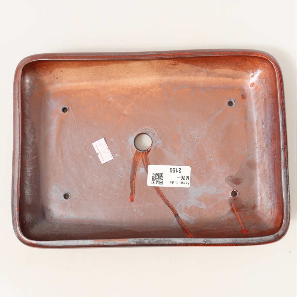 Ceramic bonsai pot, 24 x 17.5 x 4 cm, metallic red