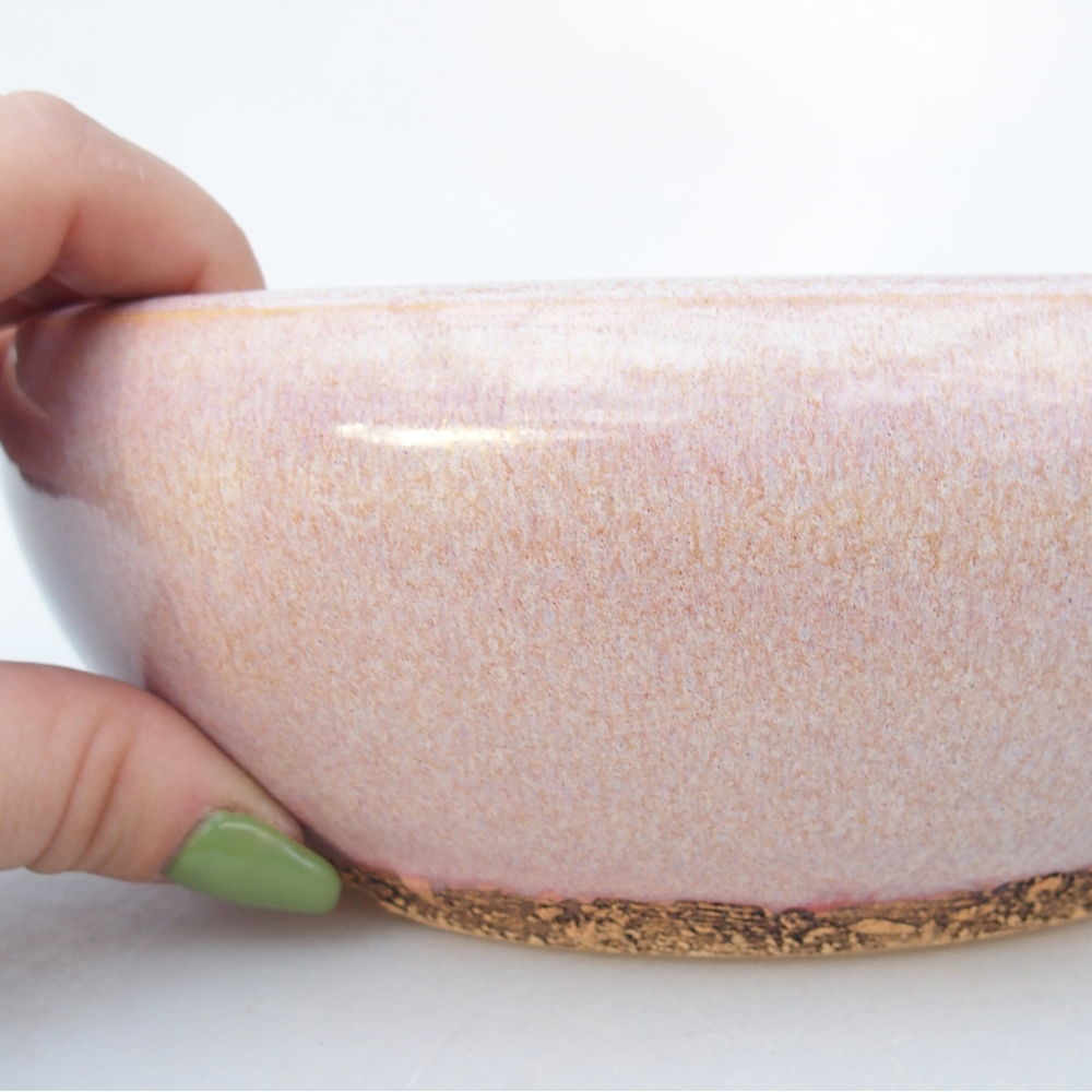 Ceramic bonsai bowl 18,5 x 18,5 x 6,5 cm, pink