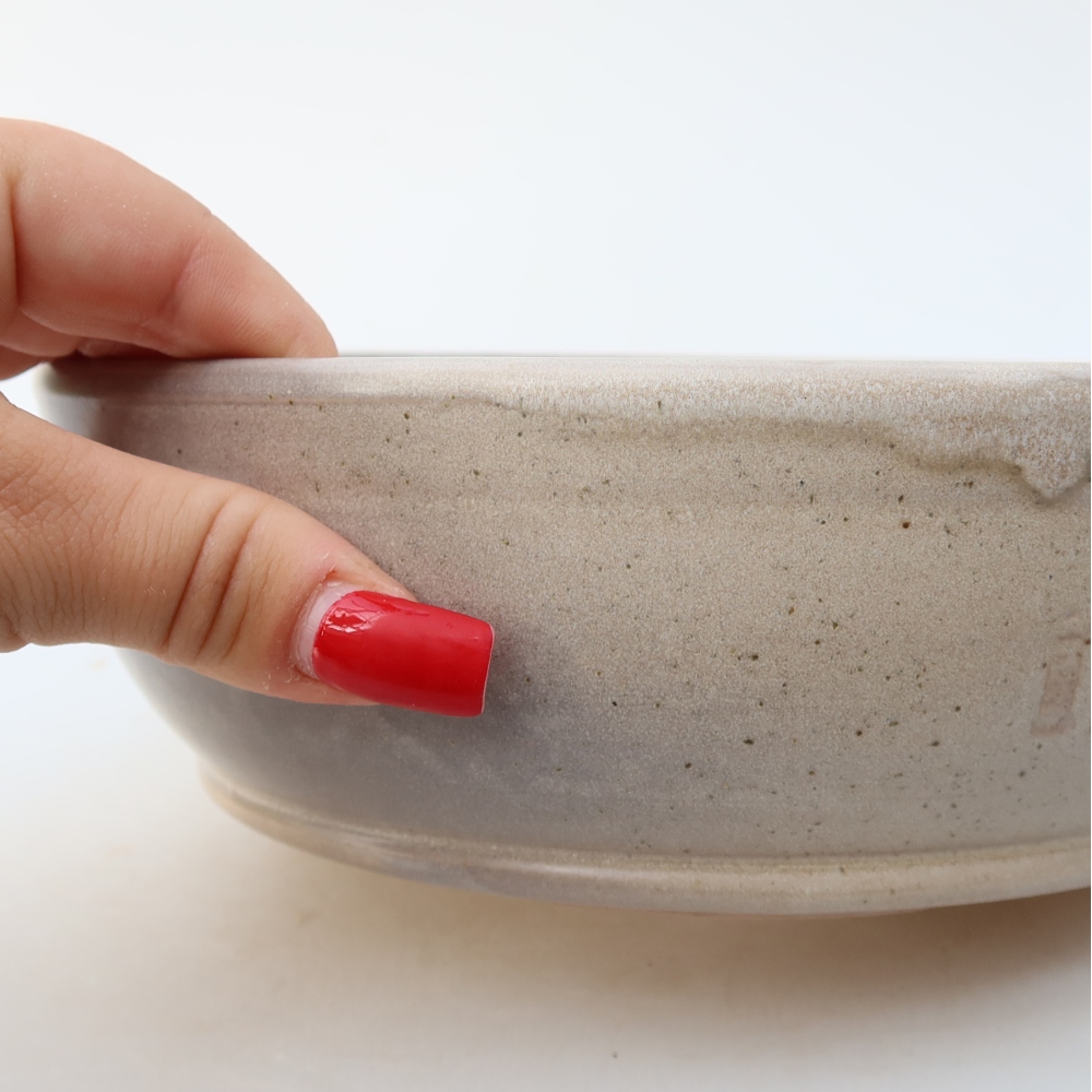 Ceramic bonsai bowl 20 x 20 x 6,5 cm, colour beige