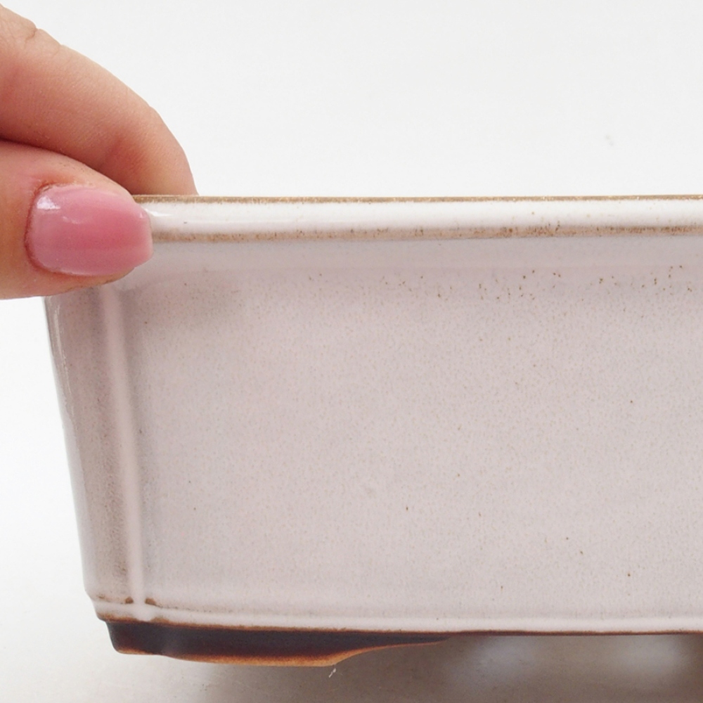 Ceramic bonsai bowl 17 x 13 x 6 cm, color white