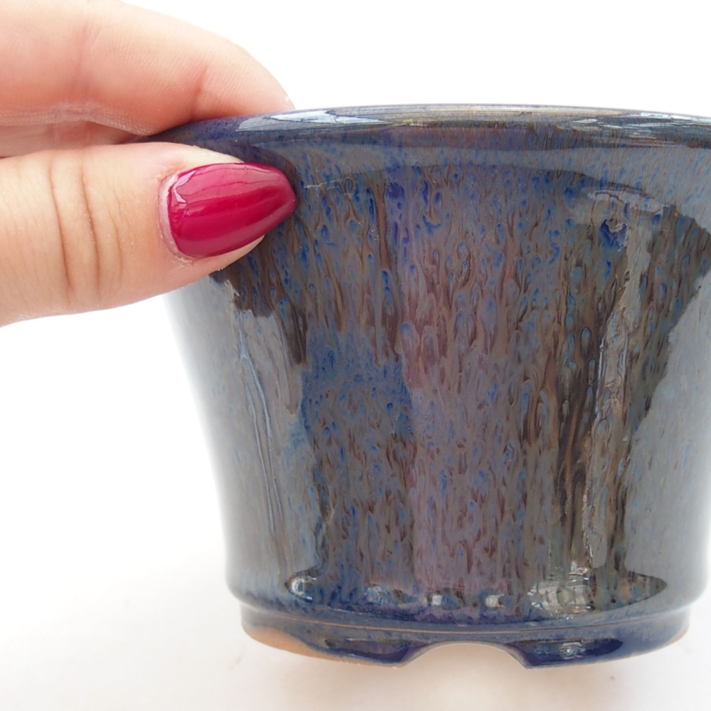 Ceramic bonsai bowl 11 x 11 x 7 cm, color blue