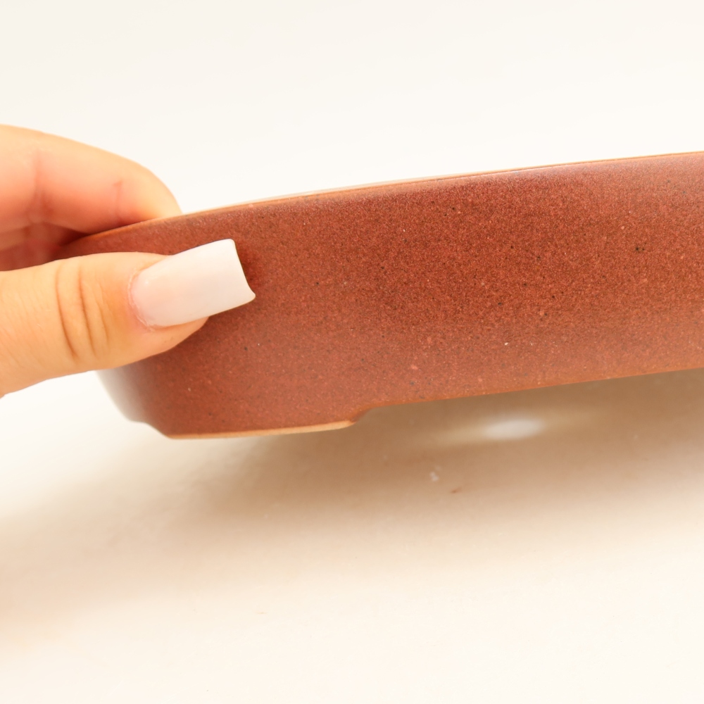 Ceramic bonsai pot, 22 x 17 x 4 cm, burgundy