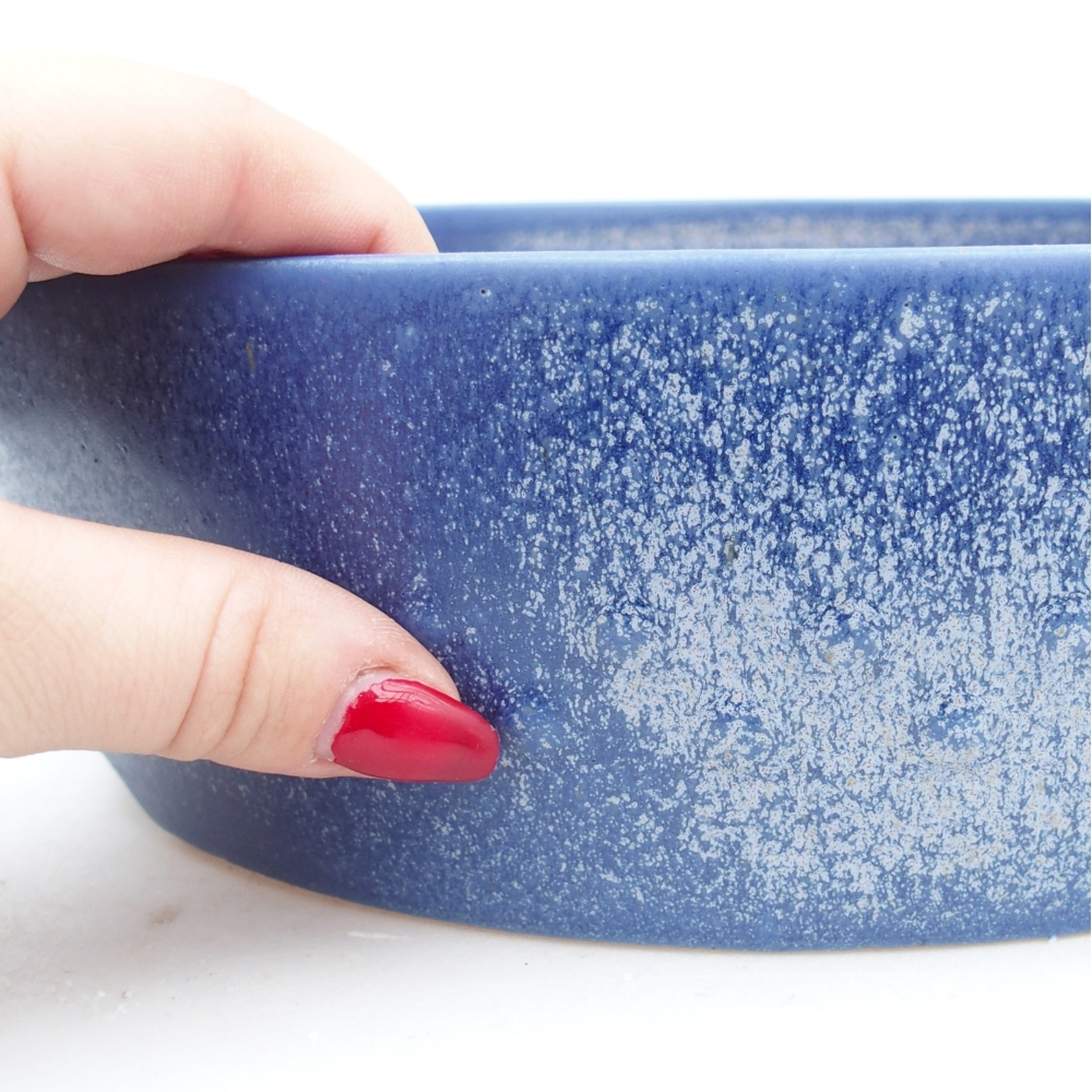 Ceramic bonsai bowl 24,5 x 24,5 x 7 cm, colour blue