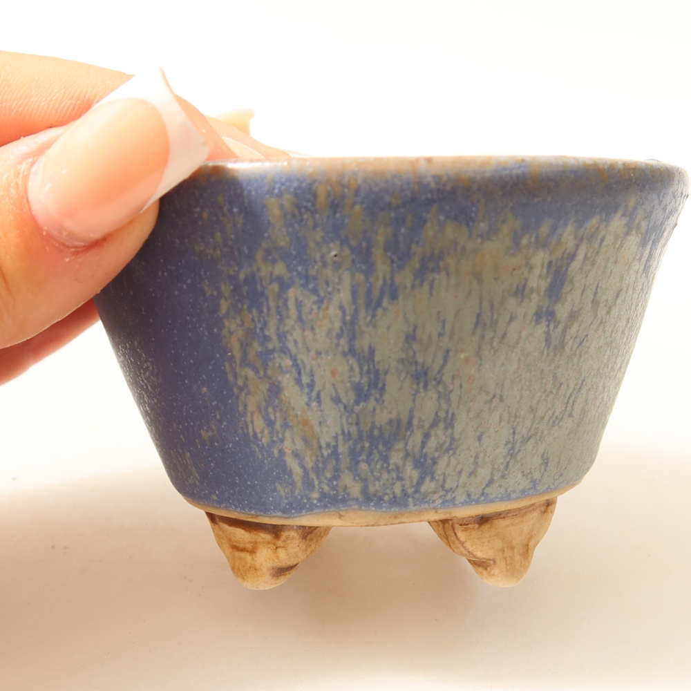 Ceramic bonsai bowl 8,5 x 8,5 x 5 cm, colour blue